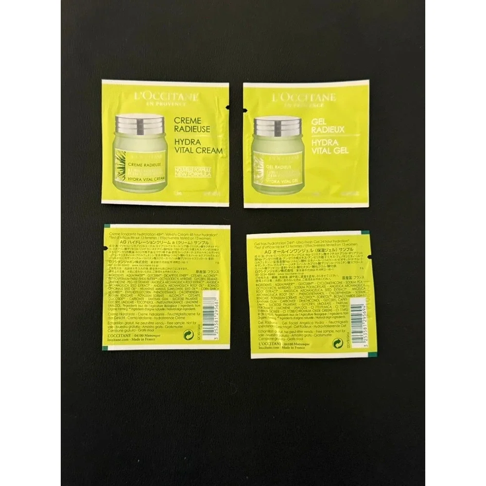 L'Occitane Angelica Hydra Vital Cream & Gel Skincare Sample Lot 4pc